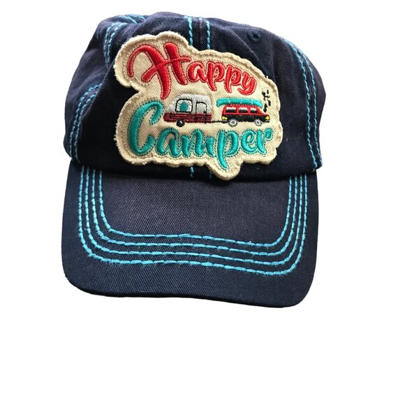 Wild Wear "Happy Camper"‎ Hat, Cap Embroidered Patch Women's OS Fits Most Cotton - Picture 1 of 14